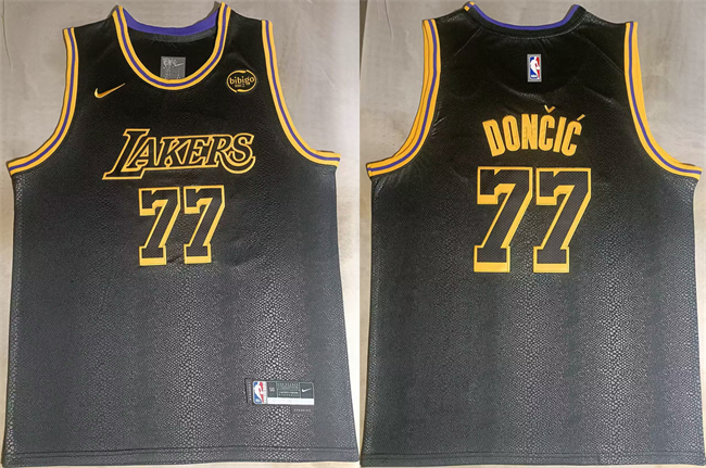 Men's Los Angeles Lakers #77 Luka Dončić Black 2025 Stitched Basketball Jersey